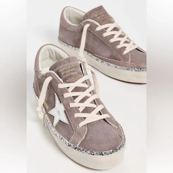 Golden Goose Hi Star Suede Upper Laminated Star Leather Heel Glitter Sneakers - Picture 10 of 10